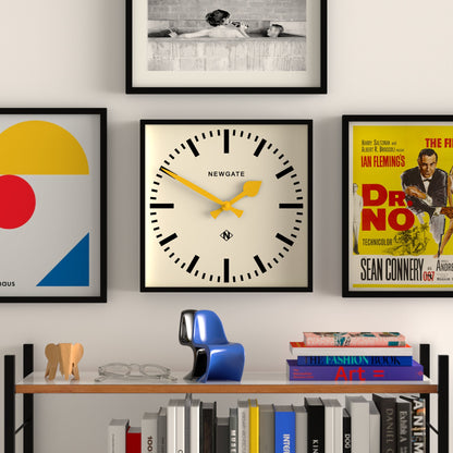 Newgate Number Five Wall Clock Black Yellow Hands-Home &amp; Garden &gt; Decor-PEROZ Accessories