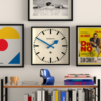 Newgate Number Five Wall Clock Black Blue Hands-Home &amp; Garden &gt; Decor-PEROZ Accessories