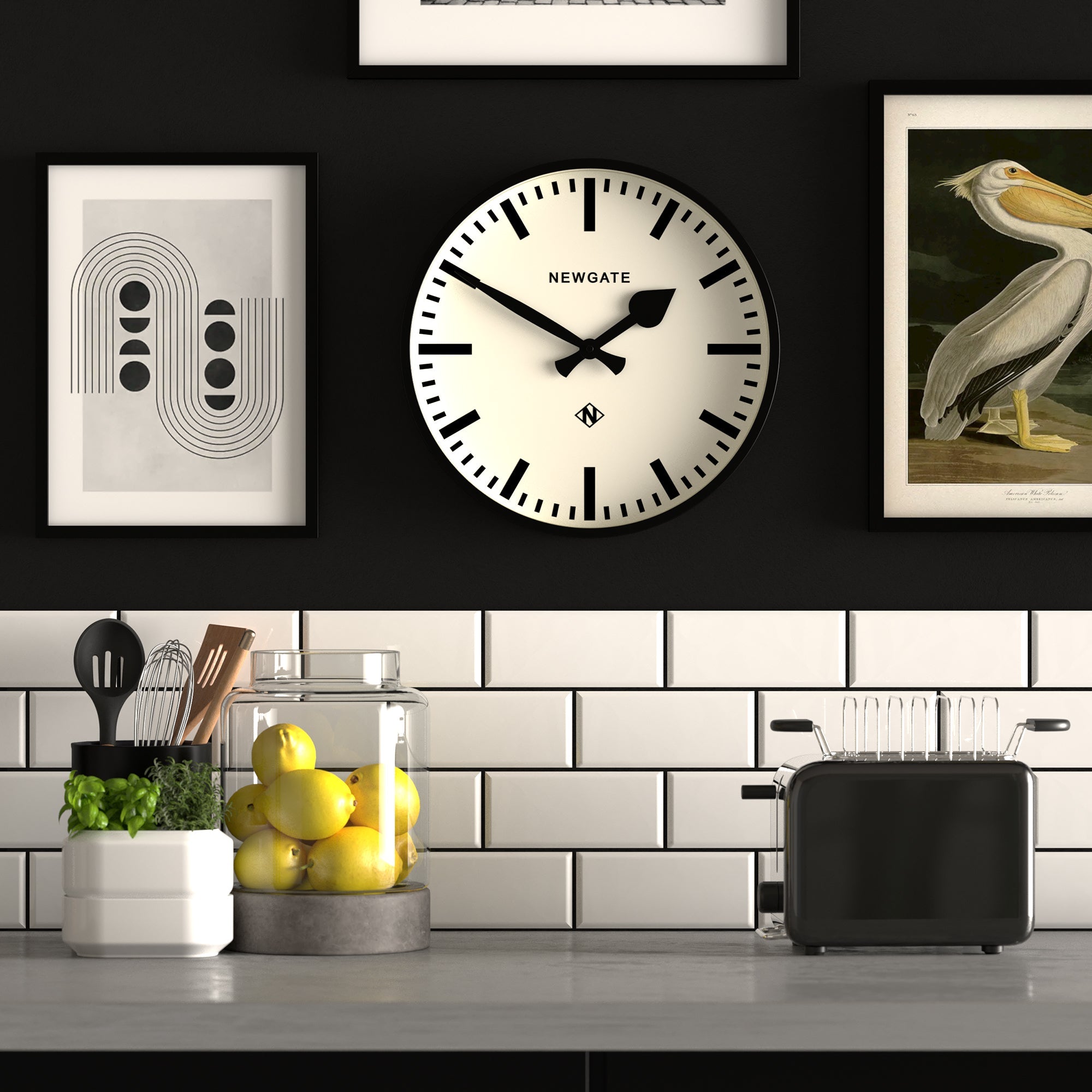 Newgate Railway Clock Black-Home &amp; Garden &gt; Decor-PEROZ Accessories
