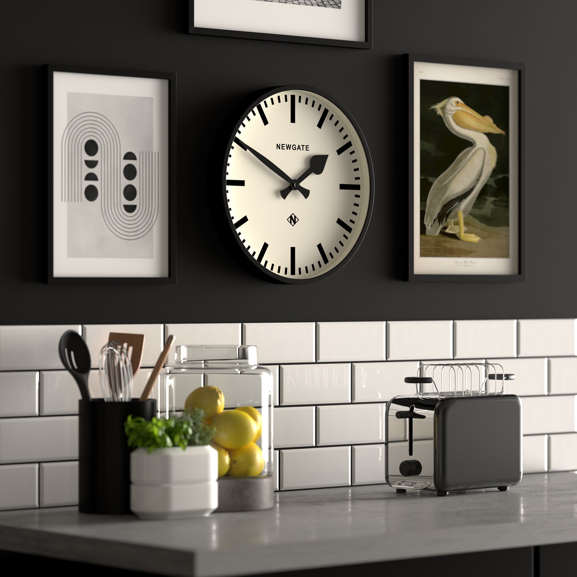 Newgate Railway Clock Black-Home &amp; Garden &gt; Decor-PEROZ Accessories