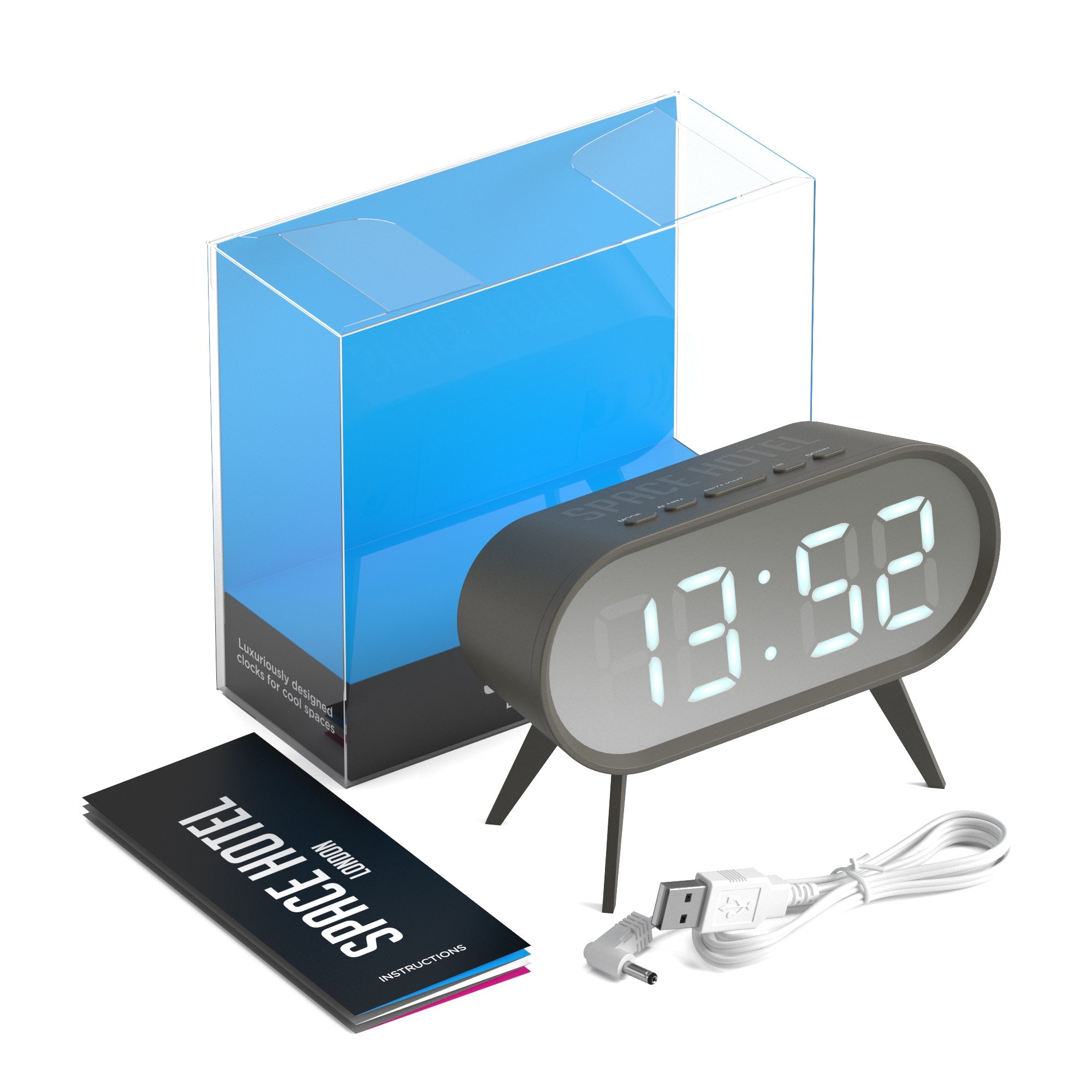 Newgate Space Hotel Cyborg Led Alarm Clock Grey-Home &amp; Garden &gt; Decor-PEROZ Accessories