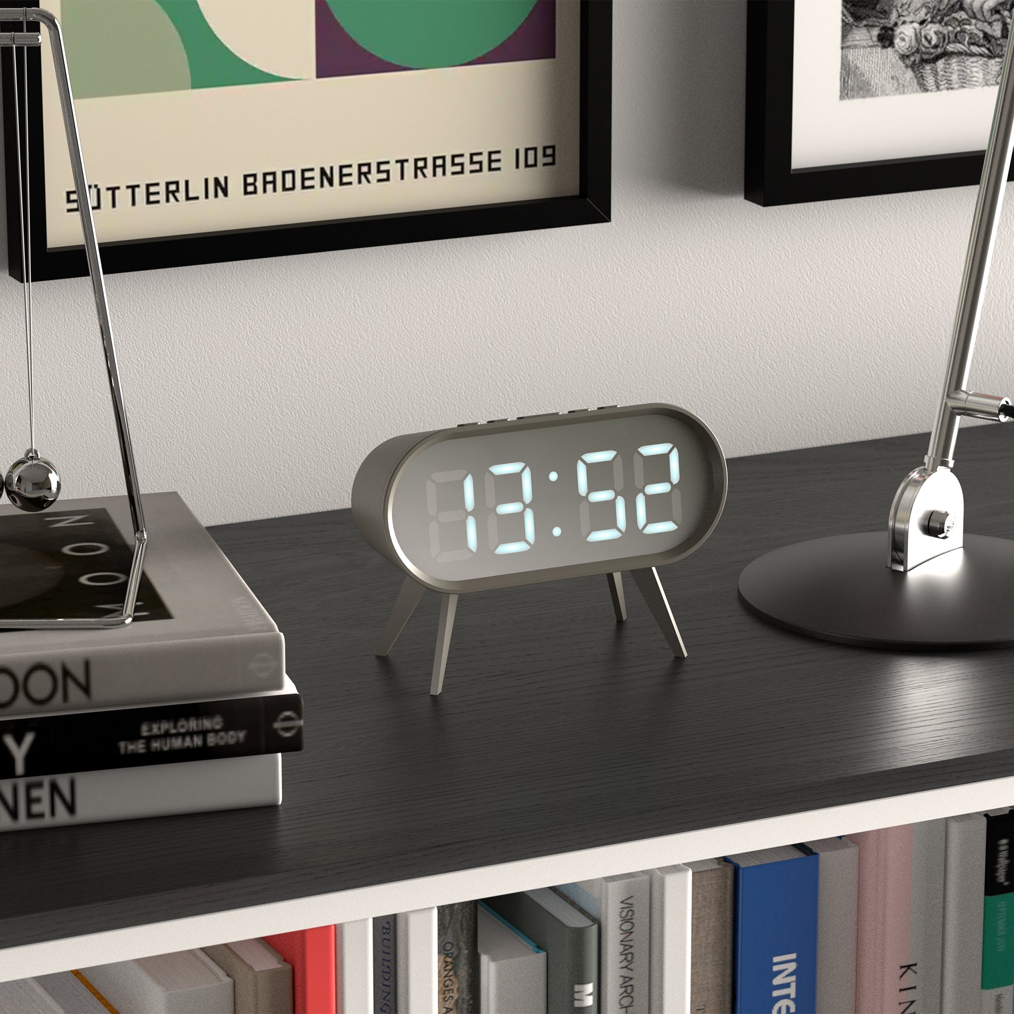 Newgate Space Hotel Cyborg Led Alarm Clock Grey-Home &amp; Garden &gt; Decor-PEROZ Accessories