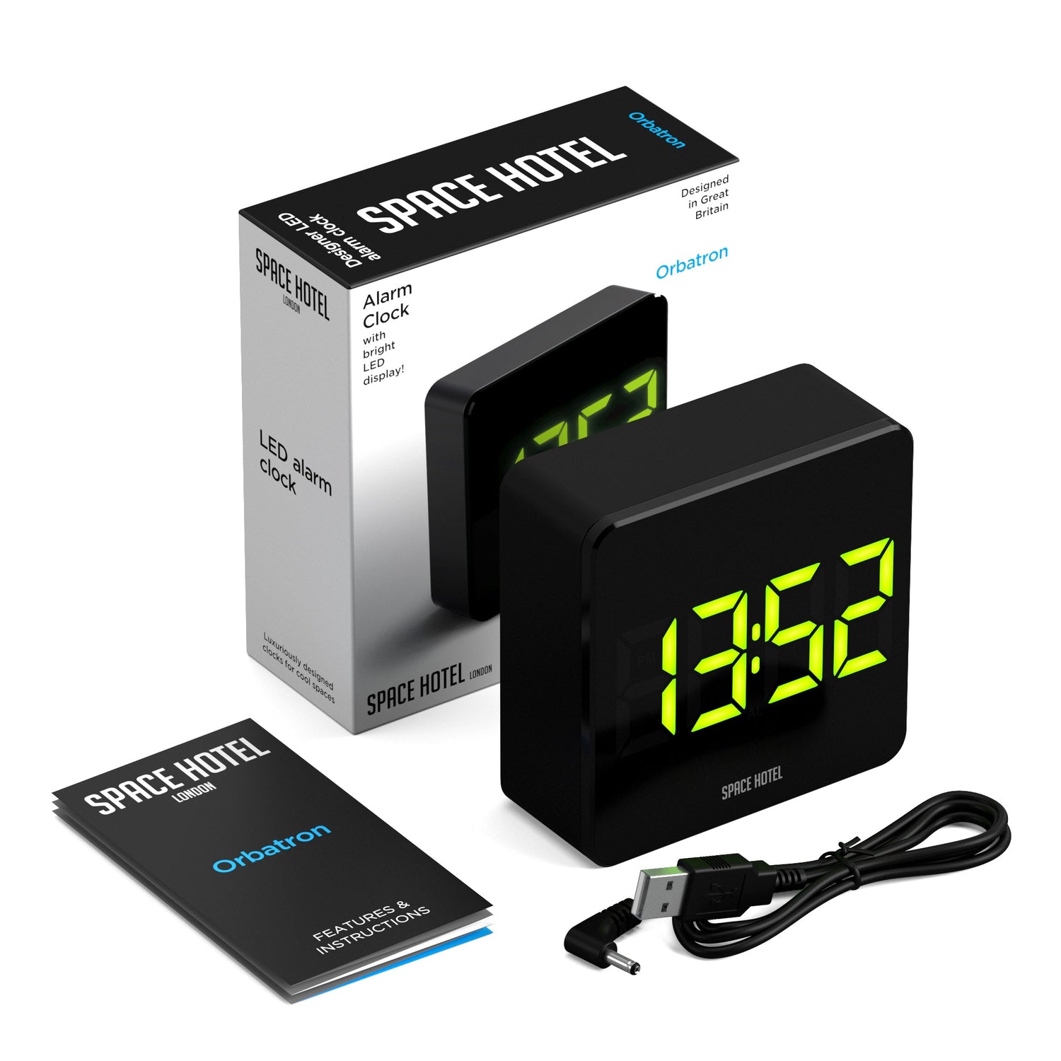 Newgate Space Hotel Orbatron Alarm Clock Black Case - Black Lens - Green Led-Home &amp; Garden &gt; Decor-PEROZ Accessories