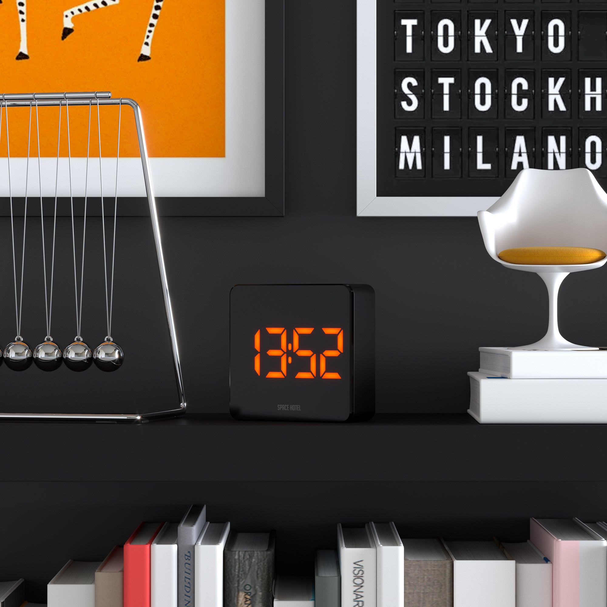 Newgate Space Hotel Orbatron Alarm Clock Black Case - Black Lens - Orange Led-Home &amp; Garden &gt; Decor-PEROZ Accessories