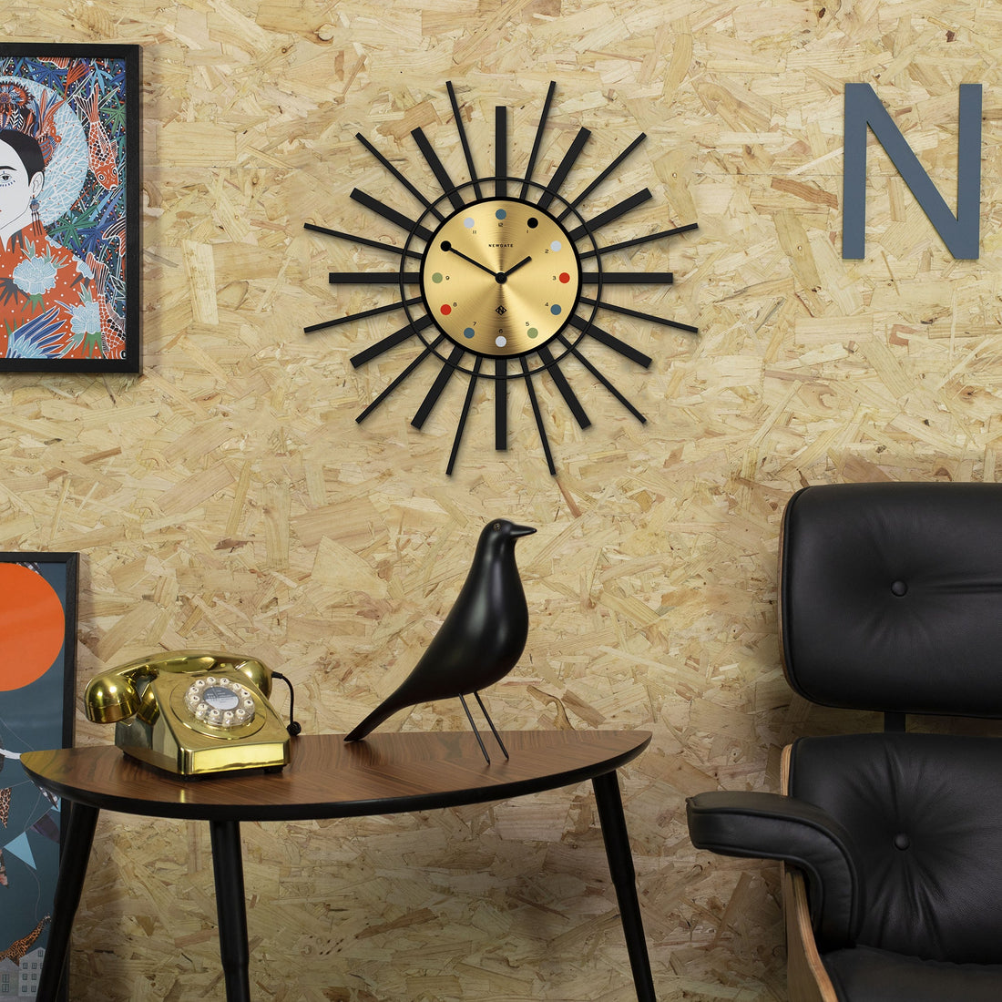 Newgate Stingray Wall Clock Black - Gold Dial-Home &amp; Garden &gt; Decor-PEROZ Accessories