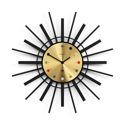 Newgate Stingray Wall Clock Black - Gold Dial-Home &amp; Garden &gt; Decor-PEROZ Accessories