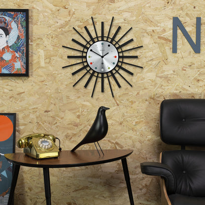 Newgate Stingray Wall Clock Black - Silver Dial-Home &amp; Garden &gt; Decor-PEROZ Accessories