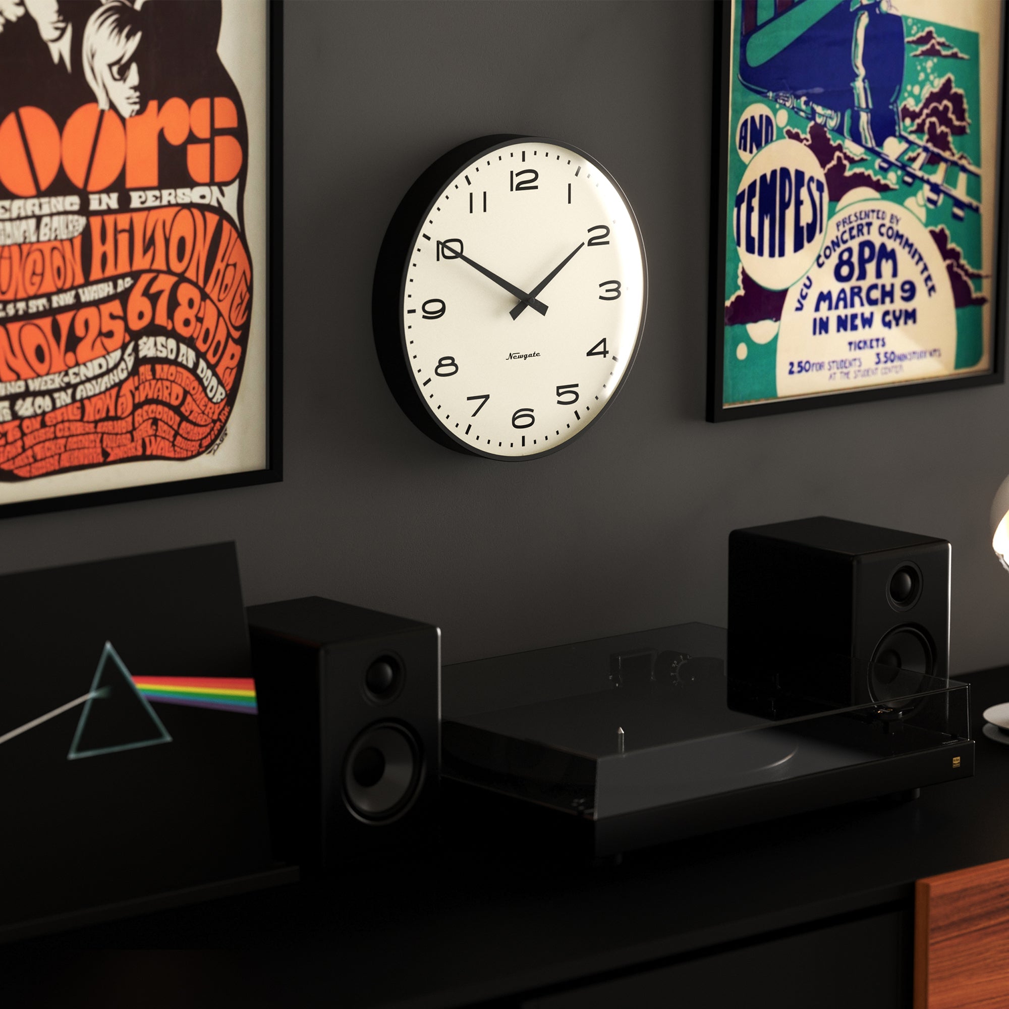 Newgate Radio City Wall Clock Black Arabic Dial - Matte Black-Home &amp; Garden &gt; Decor-PEROZ Accessories