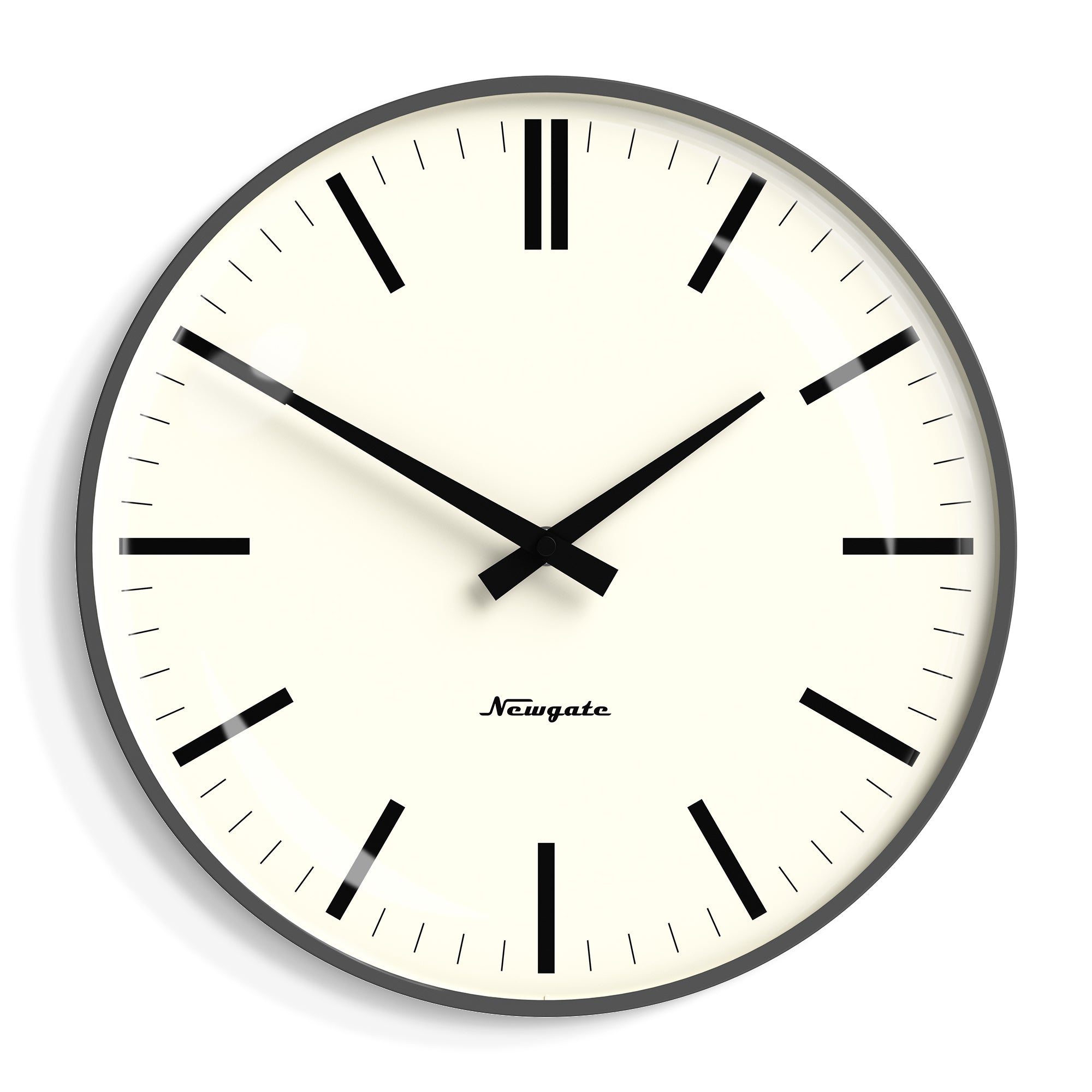 Newgate Radio City Wall Clock Bold Black Marker Dial - Matte Blizzard Grey-Home &amp; Garden &gt; Decor-PEROZ Accessories