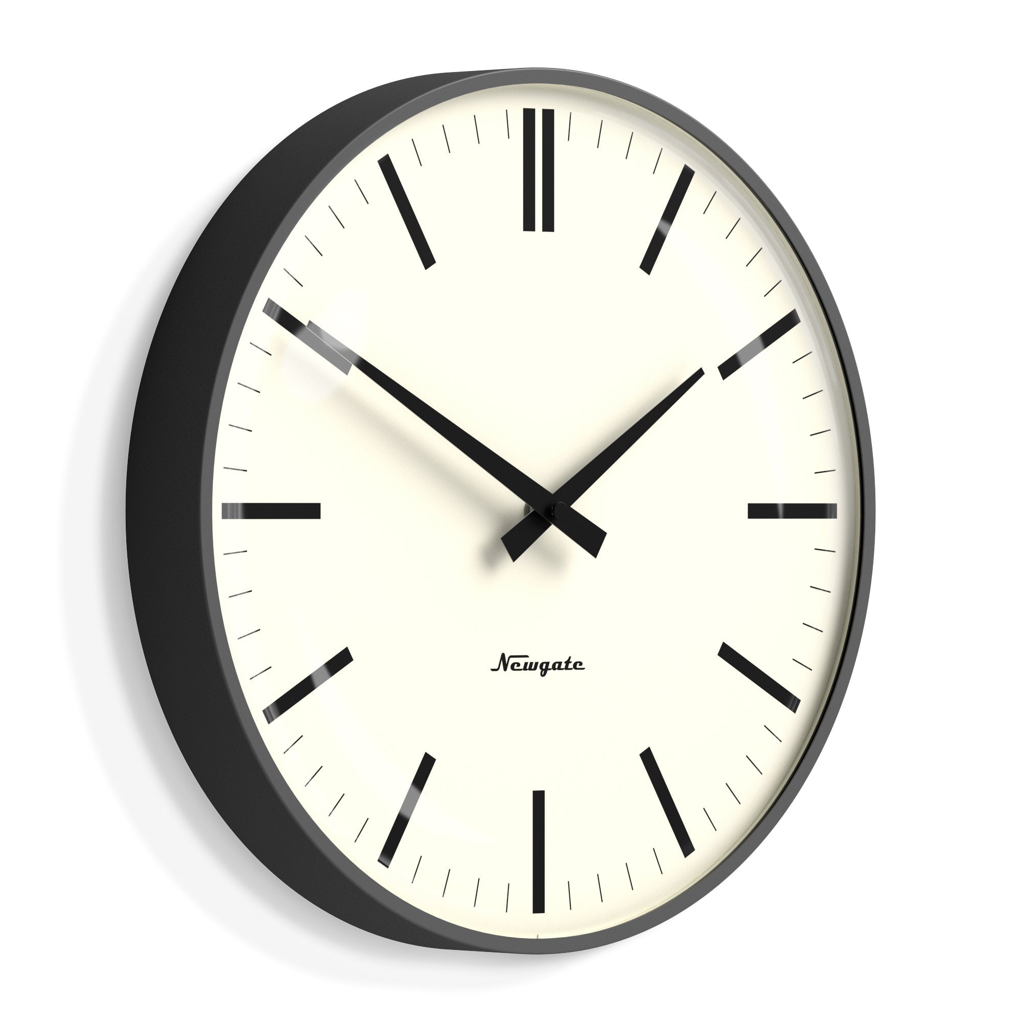 Newgate Radio City Wall Clock Bold Black Marker Dial - Matte Blizzard Grey-Home &amp; Garden &gt; Decor-PEROZ Accessories