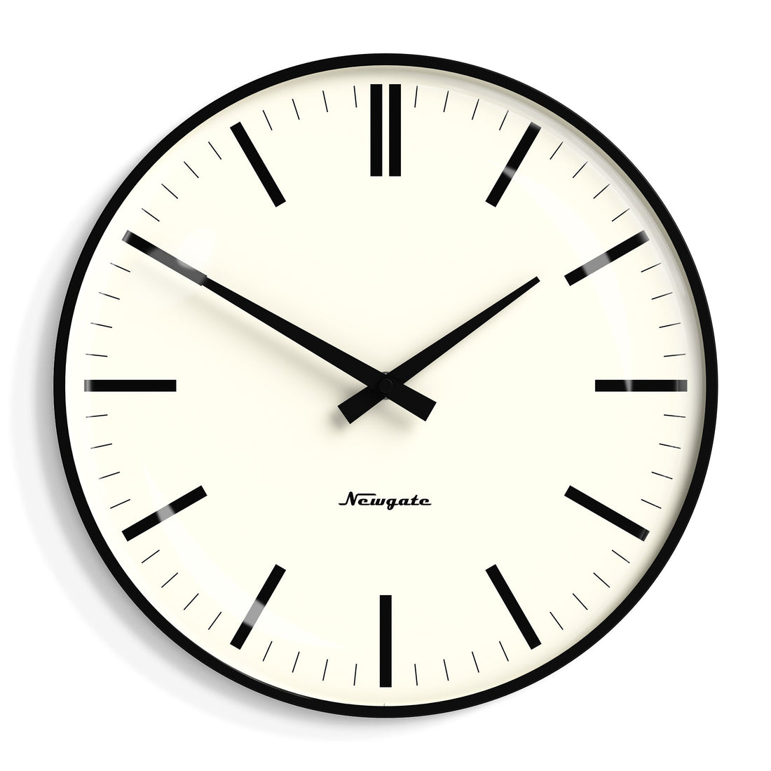 Newgate Radio City Wall Clock Bold Black Marker Dial - Matte Black-Home &amp; Garden &gt; Decor-PEROZ Accessories