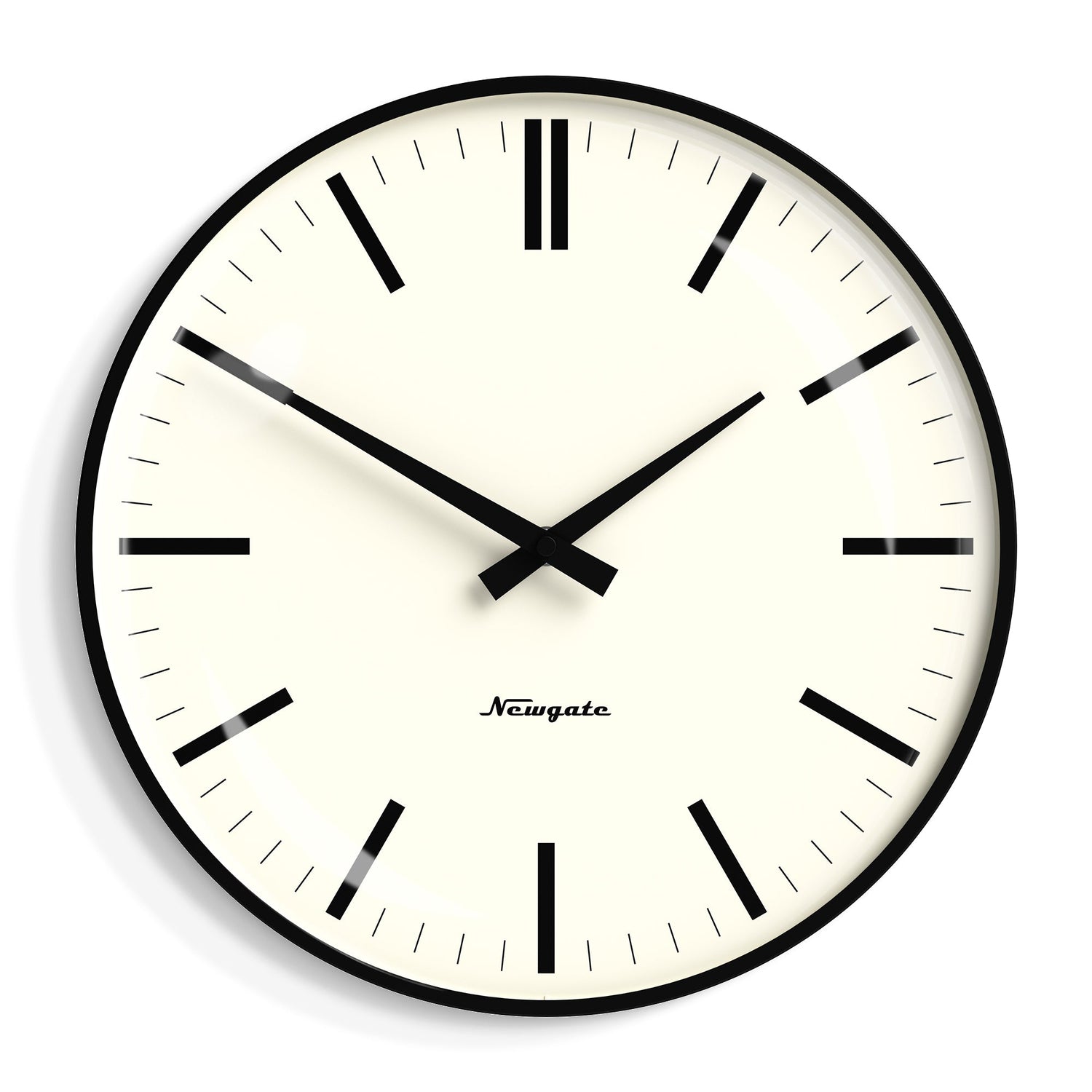 Newgate Radio City Wall Clock Bold Black Marker Dial - Matte Black-Home &amp; Garden &gt; Decor-PEROZ Accessories