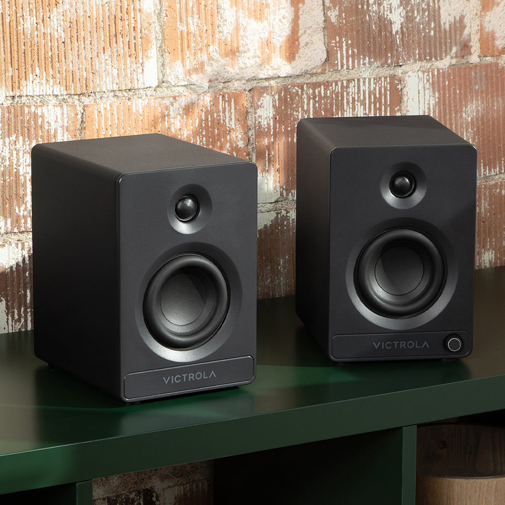 Victrola Automatic Turntable + Victrola Tempo Bookshelf Speakers Bundle - Black-Audio &amp; Video &gt; Musical Instrument &amp; Accessories &gt; Audio Players &amp; Recorders-PEROZ Accessories