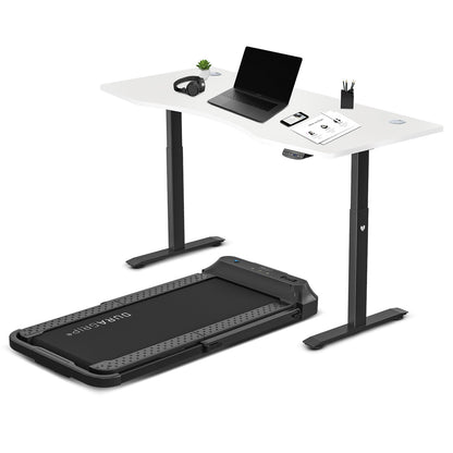 Lifespan Fitness V-FOLD Treadmill with ErgoDesk Automatic Standing Desk 1800mm in White/Black-Walking Pad-PEROZ Accessories
