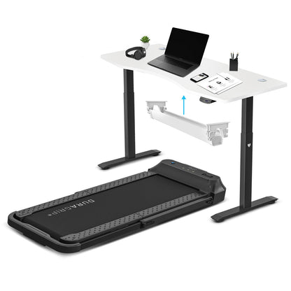 Lifespan Fitness V-FOLD Treadmill with ErgoDesk Automatic Standing Desk 1800mm in White/Black with Cable Management-Walking Pad-PEROZ Accessories