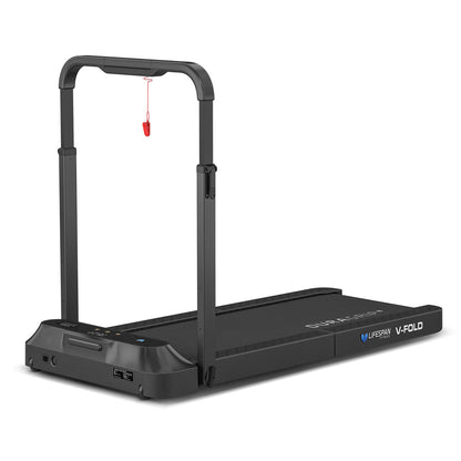Lifespan Fitness V-FOLD Treadmill with ErgoDesk Automatic Standing Desk 1800mm in White/Black with Cable Management-Walking Pad-PEROZ Accessories