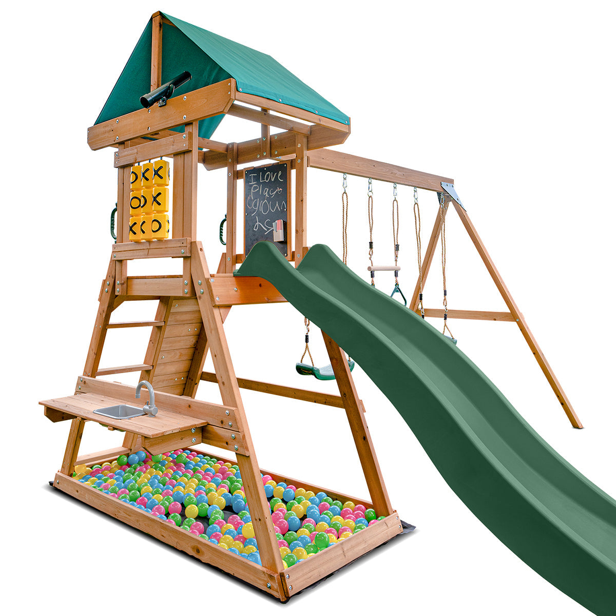 Lifespan Kids Birmingham Swing Set &amp; Play Centre with 2.2m Slide (Green)-Baby &amp; Kids &gt; Baby &amp; Kid&