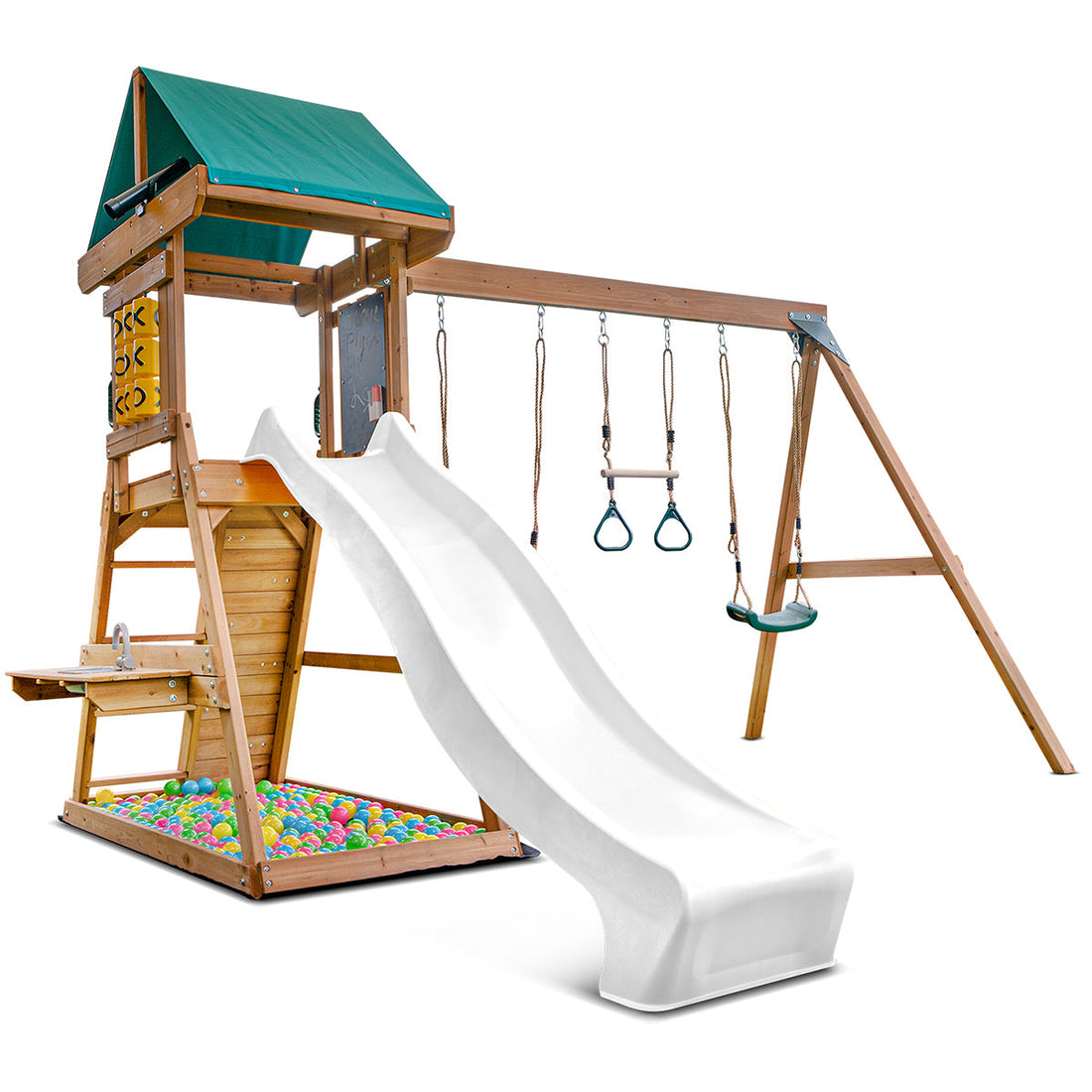 Lifespan Kids Birmingham Swing Set &amp; Play Centre with 2.2m Slide (White)-Baby &amp; Kids &gt; Baby &amp; Kid&