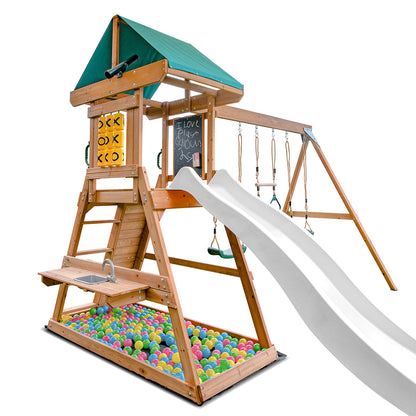 Lifespan Kids Birmingham Swing Set &amp; Play Centre with 2.2m Slide (White)-Baby &amp; Kids &gt; Baby &amp; Kid&