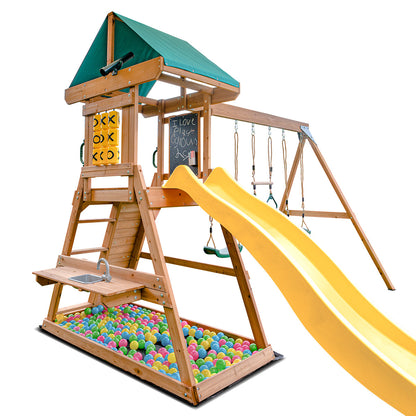 Lifespan Kids Birmingham Swing Set &amp; Play Centre with 2.2m Slide (Yellow)-Baby &amp; Kids &gt; Baby &amp; Kid&