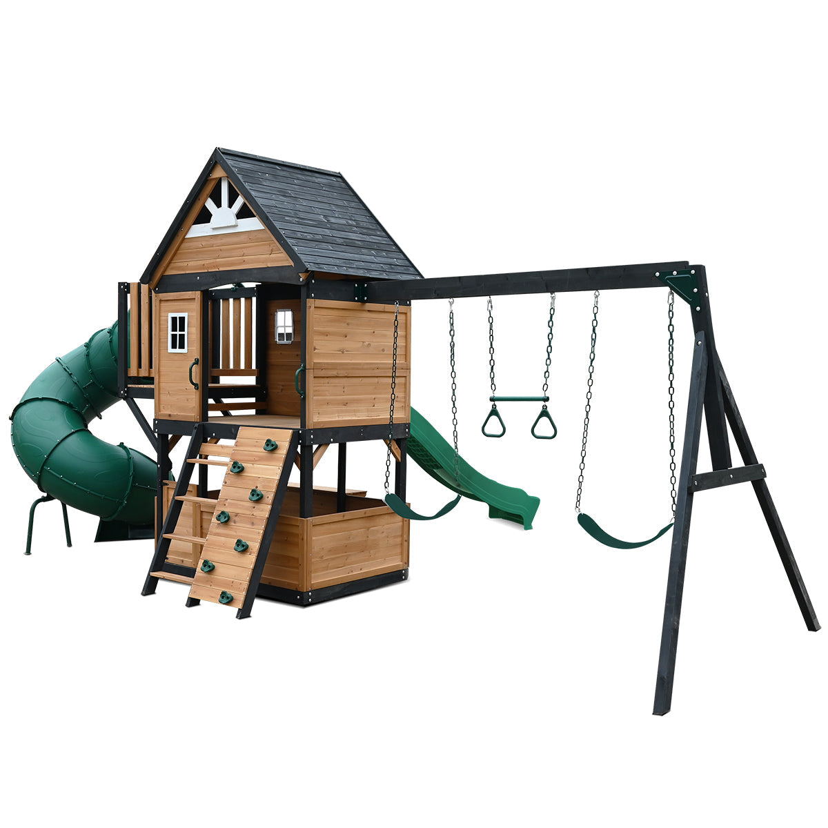 Lifespan Kids Claremont Swing Set &amp; Play Centre with 2.2m Slide (Green)
