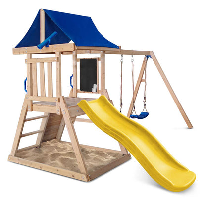 Lifespan Kids Hazelbrook Swing Set &amp; Play Centre with 1.8m Slide (Yellow)-Baby &amp; Kids &gt; Baby &amp; Kid&