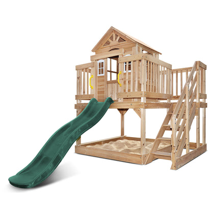 Lifespan Kids Silverton Cubby House with 1.8m Slide (Green)-Baby &amp; Kids &gt; Baby &amp; Kid&