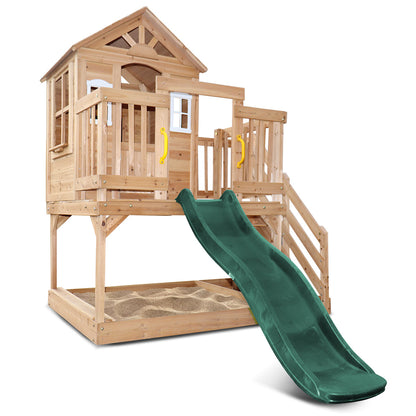 Lifespan Kids Silverton Cubby House with 1.8m Slide (Green)-Baby &amp; Kids &gt; Baby &amp; Kid&