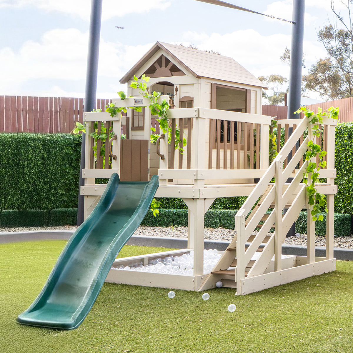 Lifespan Kids Silverton Cubby House with 1.8m Slide (Green)-Baby &amp; Kids &gt; Baby &amp; Kid&