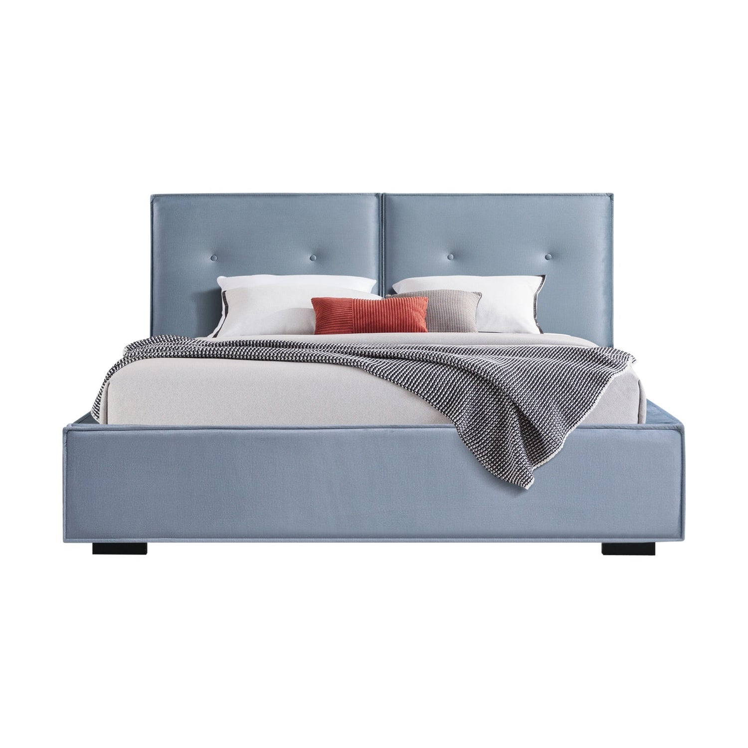 Estella Queen Fabric 4pc Bedroom Suite With Linear Division &amp; Button Studding Headboard-Furniture &gt; Bedroom &gt; Beds &amp; Bed Frames-PEROZ Accessories