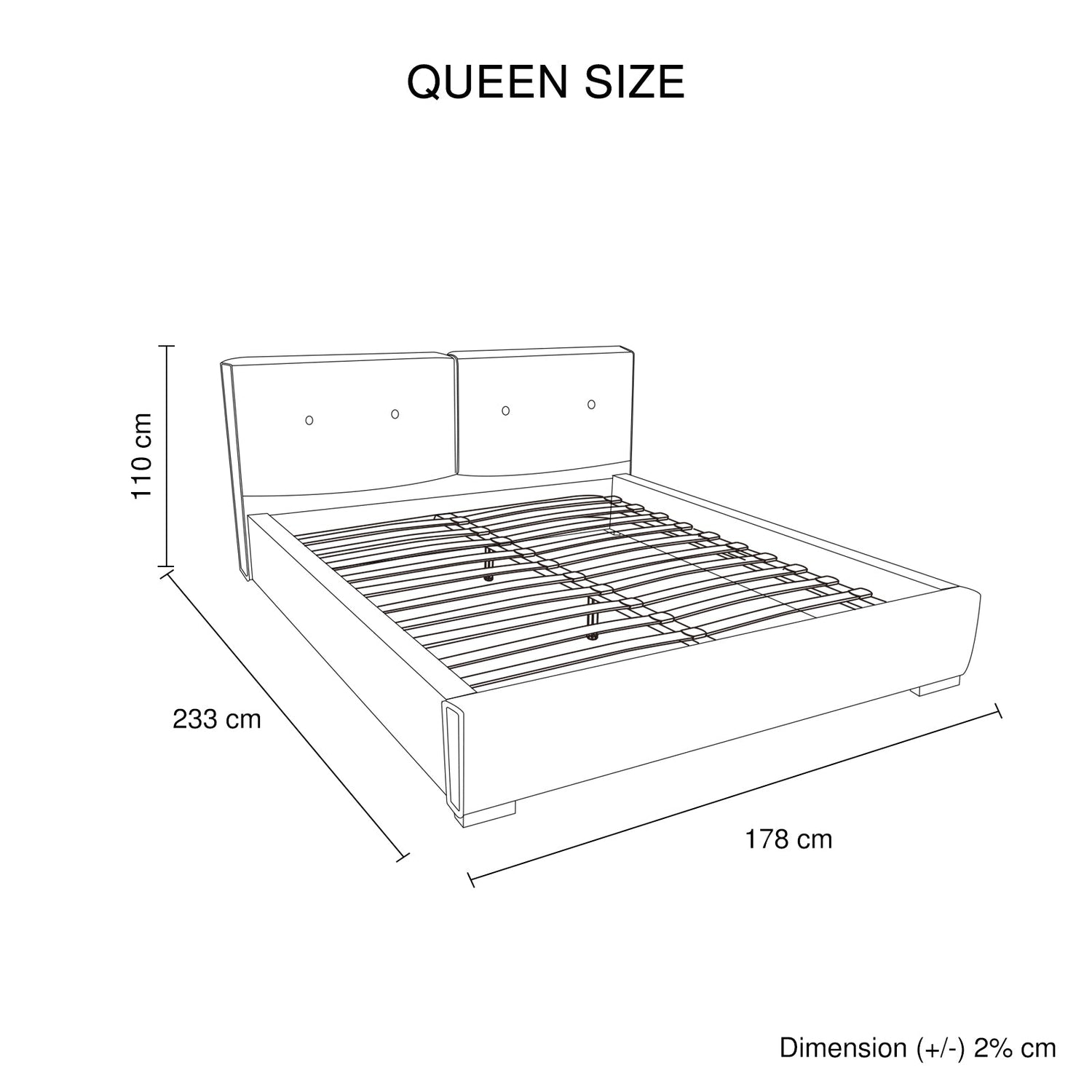 Estella Queen Fabric 4pc Bedroom Suite With Linear Division &amp; Button Studding Headboard-Furniture &gt; Bedroom &gt; Beds &amp; Bed Frames-PEROZ Accessories