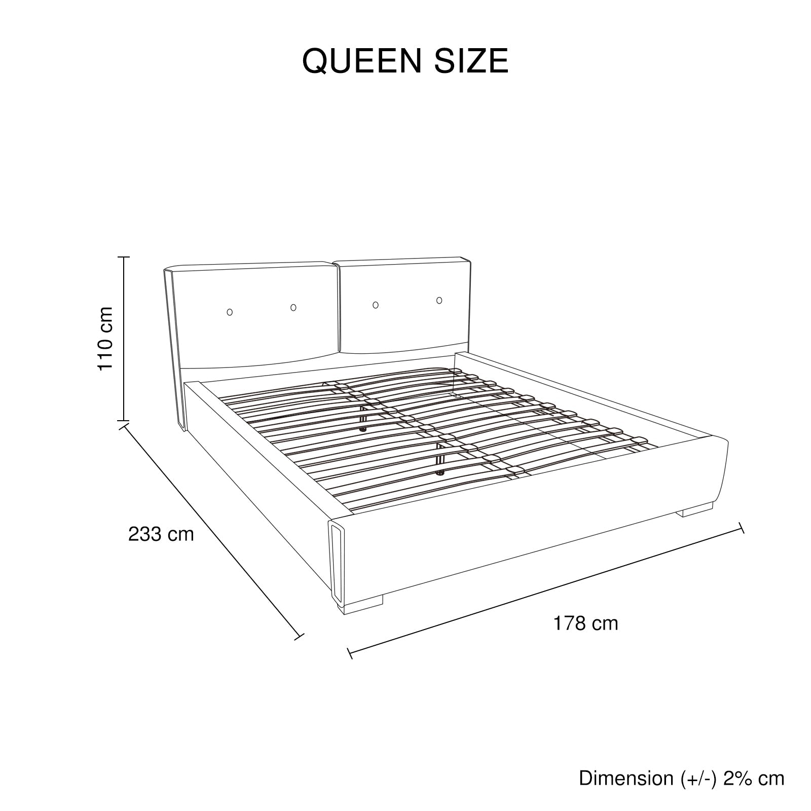 Estella Queen Fabric 4pc Bedroom Suite With Linear Division &amp; Button Studding Headboard-Furniture &gt; Bedroom &gt; Beds &amp; Bed Frames-PEROZ Accessories