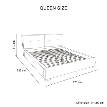 Estella Queen Fabric 4pc Bedroom Suite With Linear Division &amp; Button Studding Headboard-Furniture &gt; Bedroom &gt; Beds &amp; Bed Frames-PEROZ Accessories