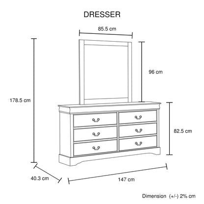 5 Pieces Bedroom Suite in Solid Wood &amp; MDF King Size Grey Colour Bed, Bedside Table, Dresser &amp; Tallboy-Furniture &gt; Bedroom &gt; Beds &amp; Bed Frames-PEROZ Accessories