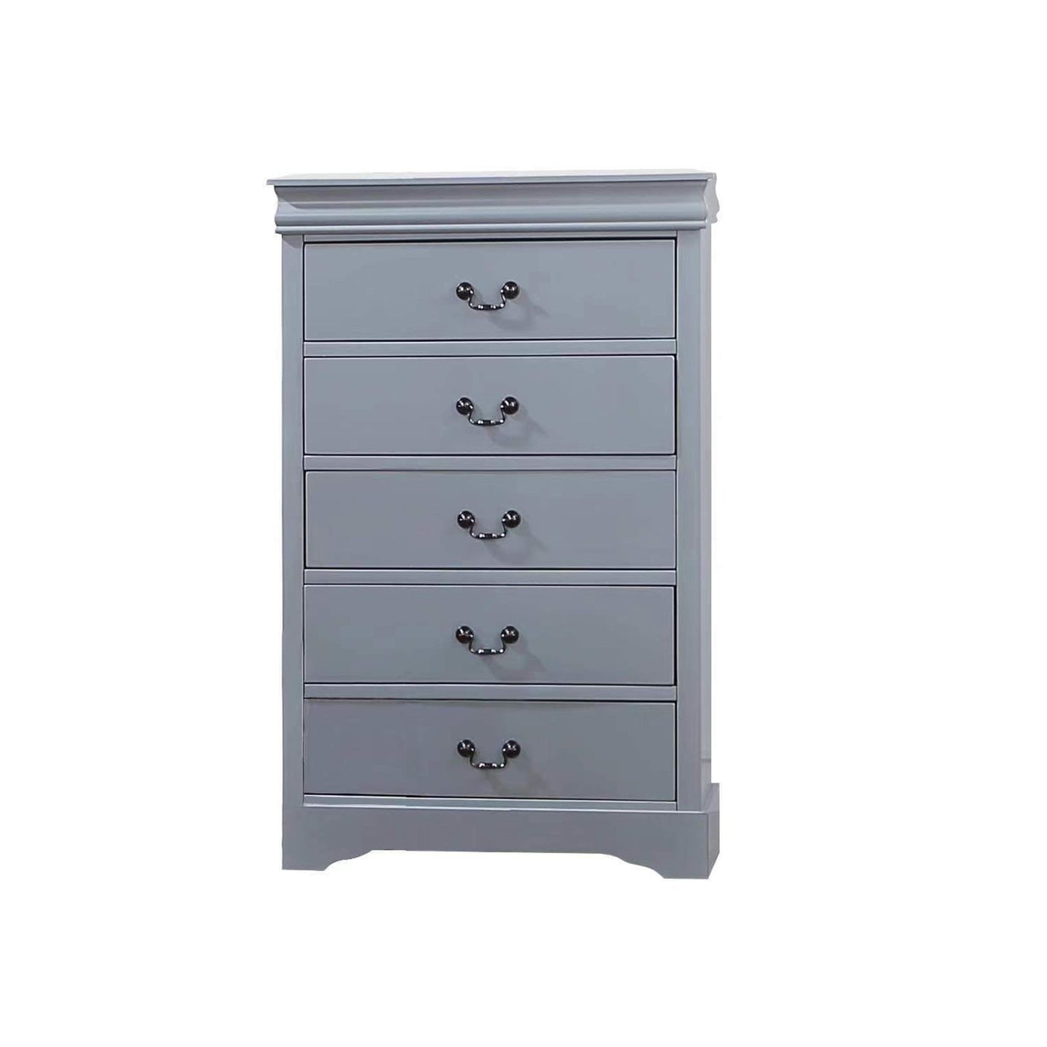 5 Pieces Bedroom Suite in Solid Wood &amp; MDF Queen Size Grey Colour Bed, Bedside Table, Dresser &amp; Tallboy-Furniture &gt; Bedroom &gt; Beds &amp; Bed Frames-PEROZ Accessories