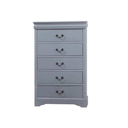 5 Pieces Bedroom Suite in Solid Wood &amp; MDF Queen Size Grey Colour Bed, Bedside Table, Dresser &amp; Tallboy-Furniture &gt; Bedroom &gt; Beds &amp; Bed Frames-PEROZ Accessories