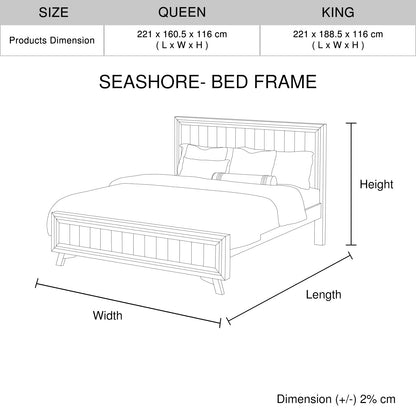 4 Pieces Bedroom Suite Queen Size Silver Brush in Acacia Wood Construction Bed, Bedside Table &amp; Tallboy-Furniture &gt; Bedroom-PEROZ Accessories