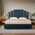 Austin Bed Frame Polyester Turquoise Fabric Padded Upholstery High Quality Slats Polished Stainless Steel Feet-Furniture > Bedroom > Beds & Bed Frames-PEROZ Accessories