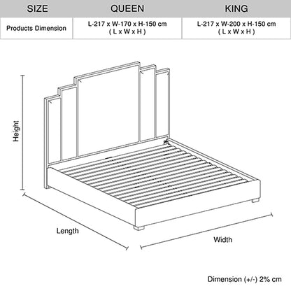 Austin Bed Frame Polyester Turquoise Fabric Padded Upholstery High Quality Slats Polished Stainless Steel Feet-Furniture &gt; Bedroom &gt; Beds &amp; Bed Frames-PEROZ Accessories