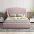 Camelia Queen Size Bed Frame Pink Velvet Upholstery High Headboard Quality Slats Metal Structure-Furniture > Bedroom > Beds & Bed Frames-PEROZ Accessories