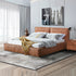 Louis King Bed Frame PU leather KD Slat in Wooden Legs-Furniture > Bedroom > Beds & Bed Frames-PEROZ Accessories