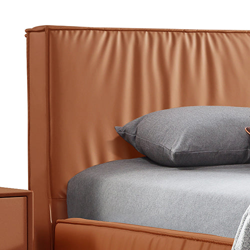 Louis King Bed Frame PU leather KD Slat in Wooden Legs-Furniture &gt; Bedroom &gt; Beds &amp; Bed Frames-PEROZ Accessories