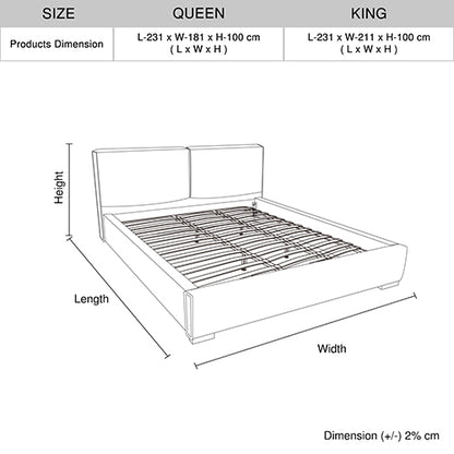 Louis King Bed Frame PU leather KD Slat in Wooden Legs-Furniture &gt; Bedroom &gt; Beds &amp; Bed Frames-PEROZ Accessories