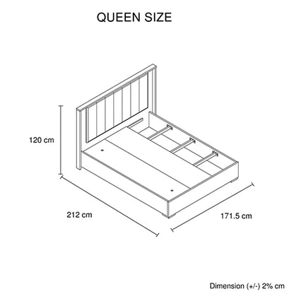 Queen Bed Frame Fabric Upholstery MDF LED Headboard in Champagne Colour-Furniture &gt; Bedroom &gt; Beds &amp; Bed Frames-PEROZ Accessories