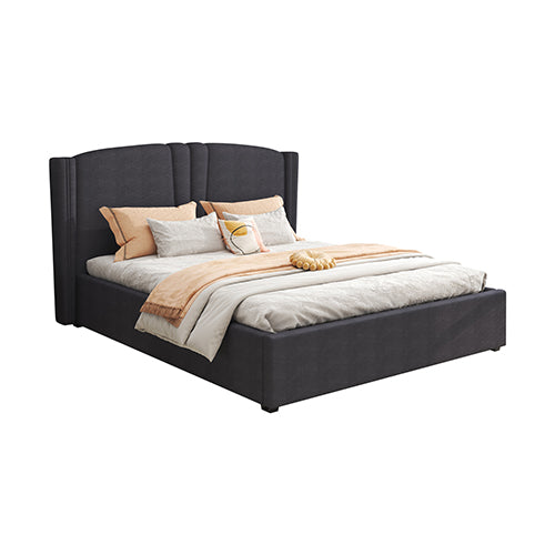 Roman Bed Frame Queen Size Black Velvet Fabric with Gas Lift plywood metal structure-Furniture &gt; Bedroom &gt; Beds &amp; Bed Frames-PEROZ Accessories