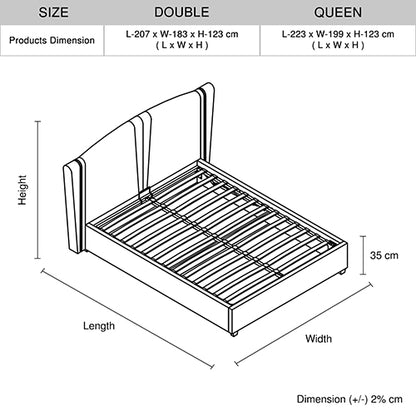 Roman Bed Frame Queen Size Black Velvet Fabric with Gas Lift plywood metal structure-Furniture &gt; Bedroom &gt; Beds &amp; Bed Frames-PEROZ Accessories