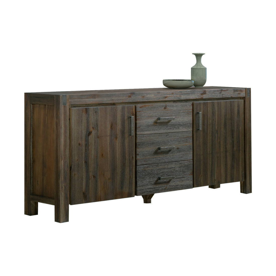 Buffet Sideboard in Chocolate Colour Constructed with Solid Acacia Wooden Frame Storage Cabinet with Drawers-Furniture &gt; Living Room-PEROZ Accessories