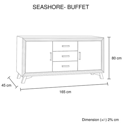 Buffet Sideboard in Silver Brush Colour with Solid Acacia &amp; Veneer Wooden Frame Storage Cabinet with Drawers-Furniture &gt; Living Room-PEROZ Accessories