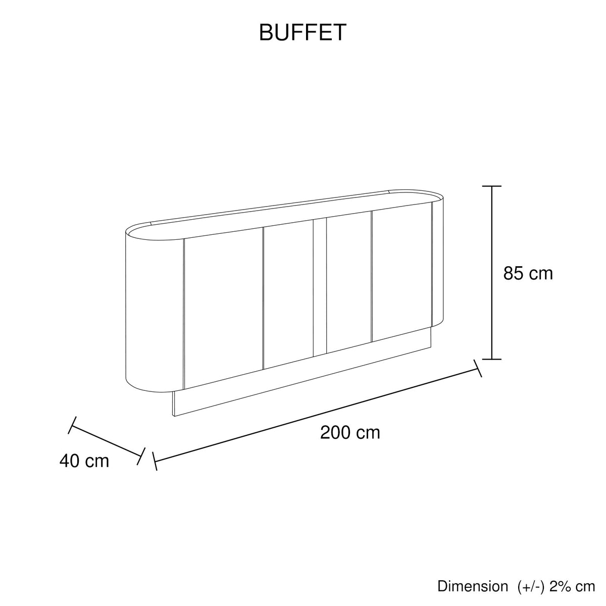 Buffet MDF Melamine Interior Storage In Dark Walnut colour-Furniture > Dining > Buffets &amp; Sideboards-PEROZ Accessories