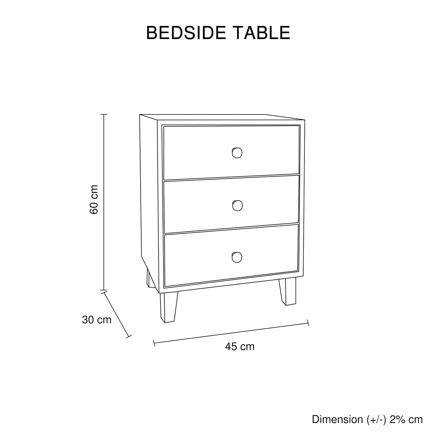 Bedside Table MDF 3 Drawers Side Table Night Stand Storage in Brown Colour-Furniture &gt; Bedroom &gt; Beds &amp; Bed Frames-PEROZ Accessories
